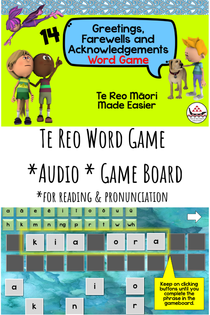 Te Reo Māori games are a fun way to practice, repeat, review and produce language. This resource with audio pronunciation support will help learners expedite their reo output with everyday usable phrases.
Likewise it is to help both the kaiako and learner with reading and pronunciation. Furthermore, it will encourage output of the language.
Also perfect for HOME learning.